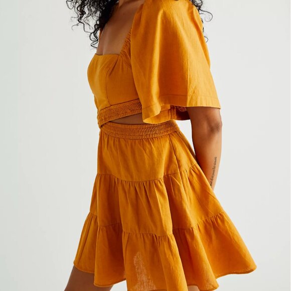Free People “Cross of Sunlight” Mini Dress – Inca Gold – Size XS (Worn Once) 💛 - Picture 2 of 10